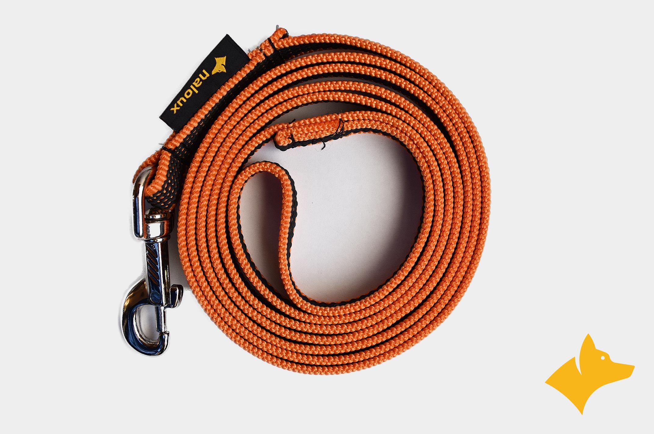 2 Meter Führleine mit Handschlaufe orange, gummiert