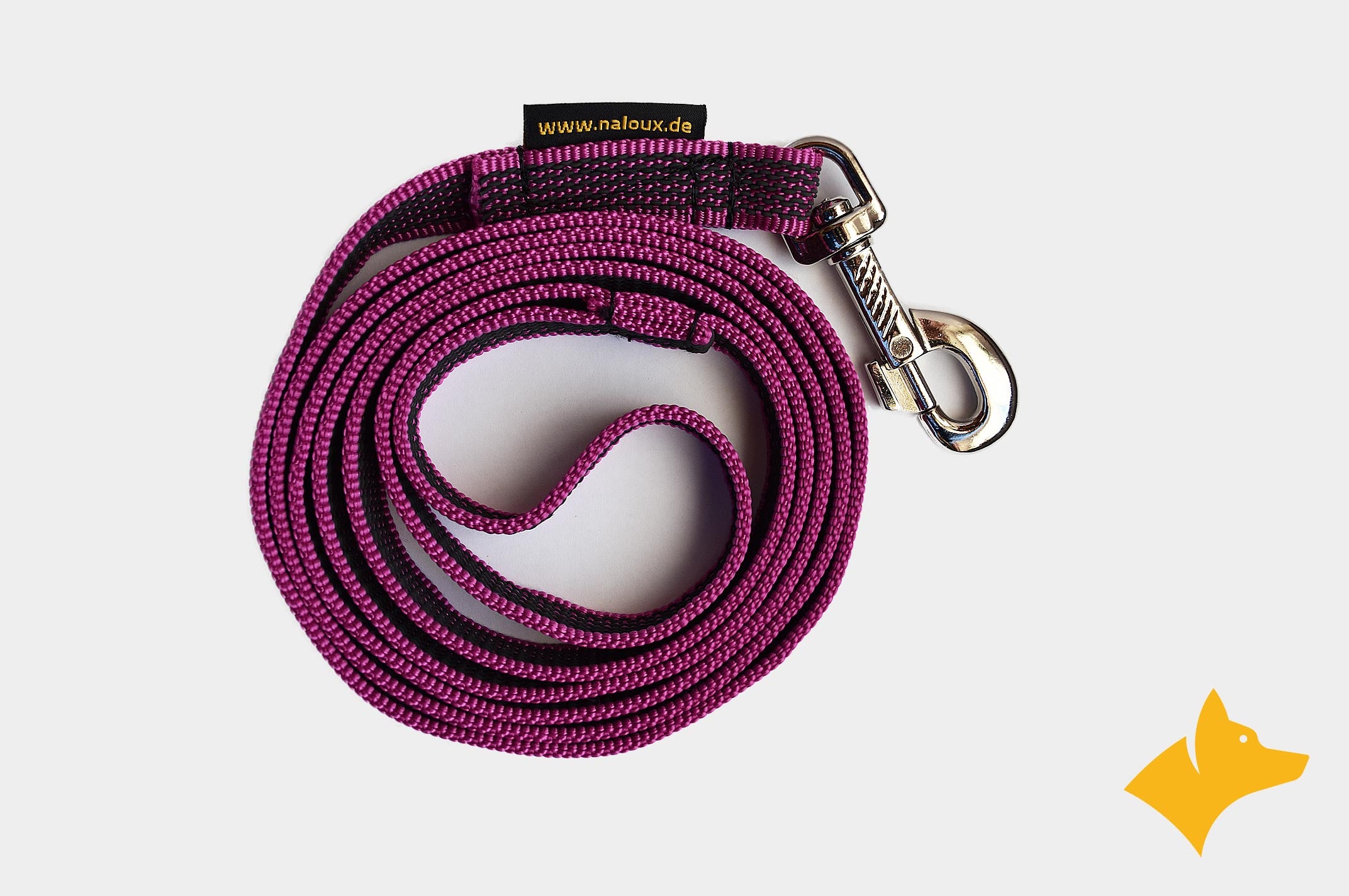 2 meter pink leash with hand strap, rubberized