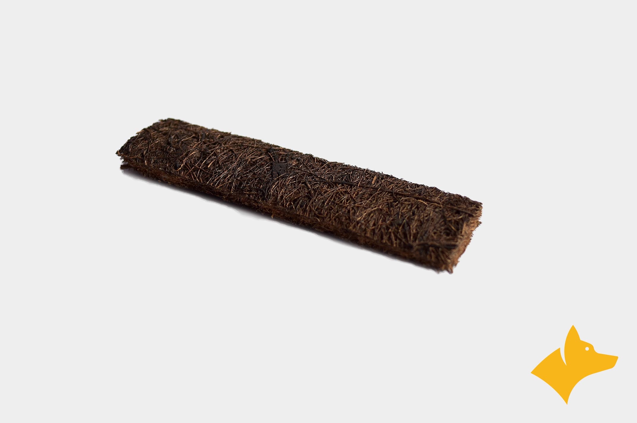 Dark brown coconut fiber with a slightly rubberized underside