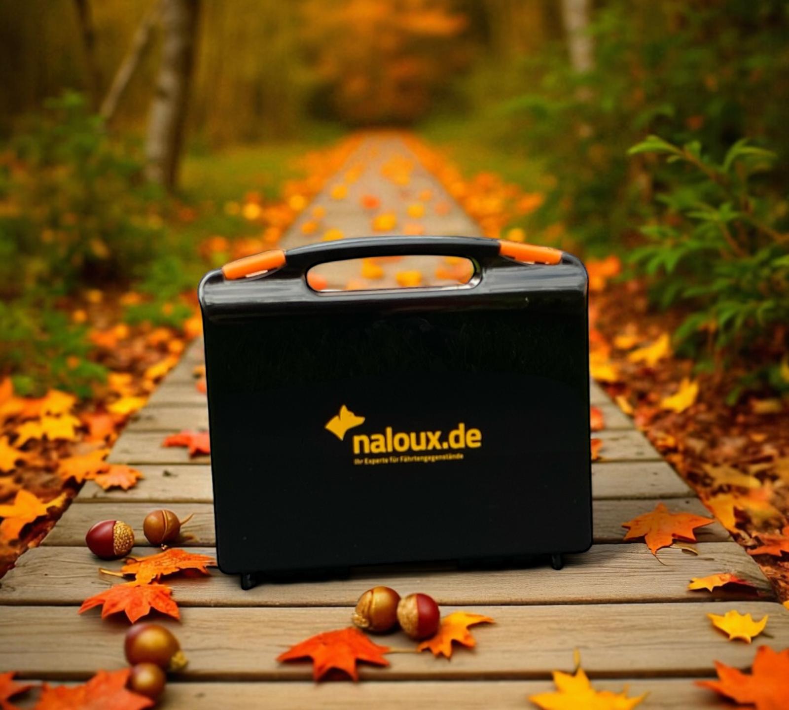 Black Carry tracking case including 12 variable tracking items